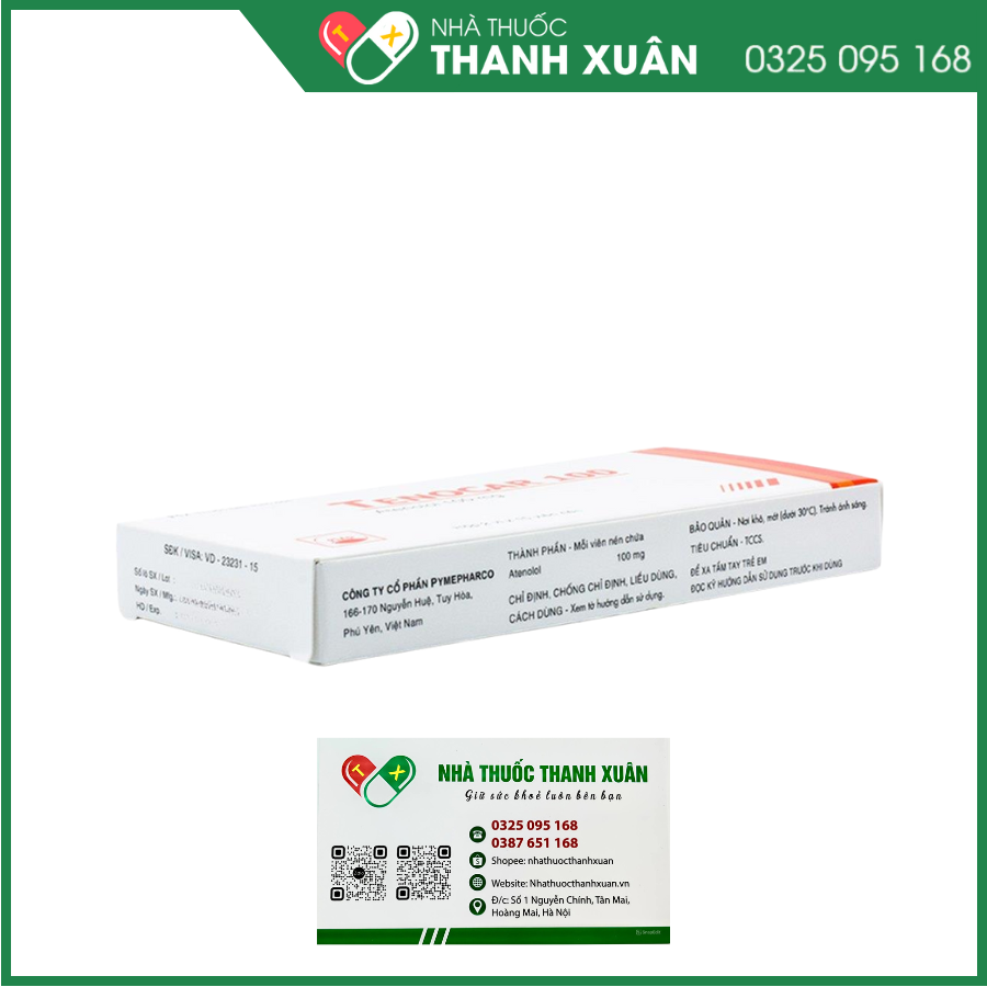 Tenocar 100 trị tăng huyết áp, đau thắt ngực mạn tính